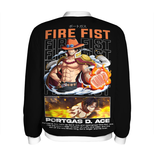 Мужской бомбер 3D Fire fist Portgas D Ace, цвет белый - фото 2