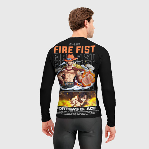 Мужской рашгард 3D с принтом Fire fist Portgas D Ace, вид сзади #2
