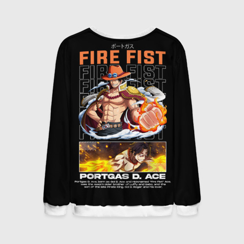 Мужской свитшот 3D Fire fist Portgas D Ace, цвет белый - фото 2