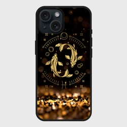 Чехол силиконовый для Apple iPhone 15 матовый Рыбы знак зодиака