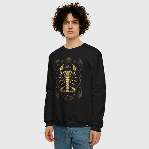 Мужской свитшот хлопок Знак зодиака скорпион, цвет черный - фото 3