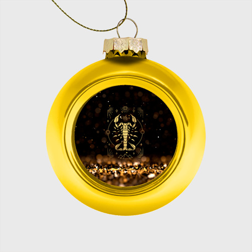 Стеклянный ёлочный шар Знак зодиака скорпион, цвет золотой