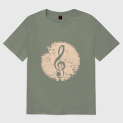 Женская футболка хлопок Oversize Музыка - скрипичный ключ