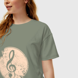 Женская футболка хлопок Oversize Музыка - скрипичный ключ - фото 2