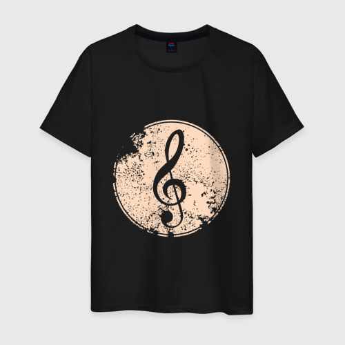 Мужская футболка хлопок Музыка - скрипичный ключ, цвет черный