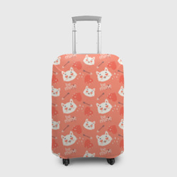 Чехол для чемодана 3D Паттерн кот на персиковом фоне