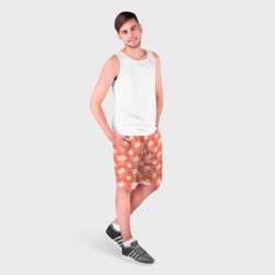 Мужские шорты 3D Паттерн кот на персиковом фоне - фото 2