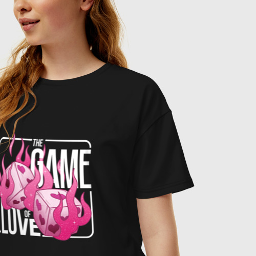 Женская футболка хлопок Oversize с принтом The game of love, фото на моделе #1