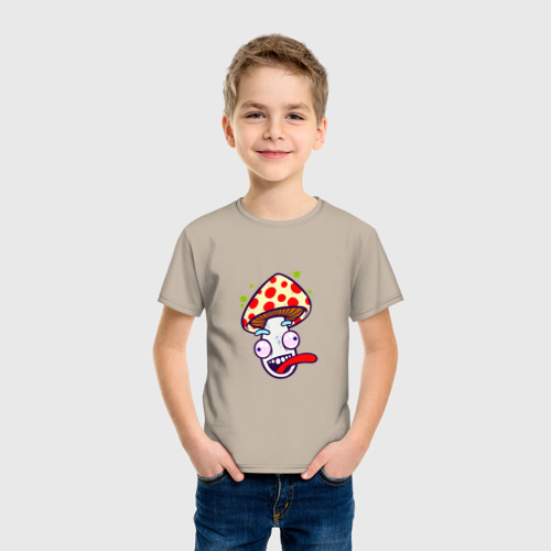 Детская футболка хлопок с принтом Весёлый грибок, фото на моделе #1