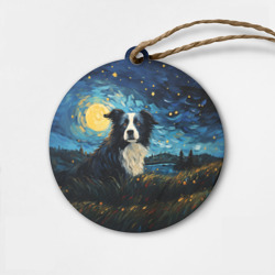 Деревянная игрушка круг Бордер-колли в стиле Ван Гога