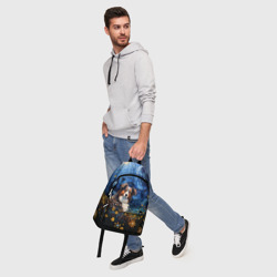 Рюкзак с принтом Австралийская овчарка в стиле Ван Гога для любого человека, вид спереди №5. Цвет основы: белый