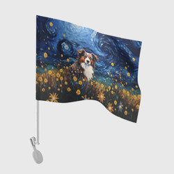 Флаг для автомобиля Австралийская овчарка в стиле Ван Гога