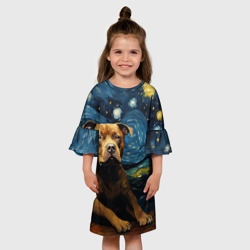 Детское платье 3D Питбуль в стиле Ван Гога - фото 2