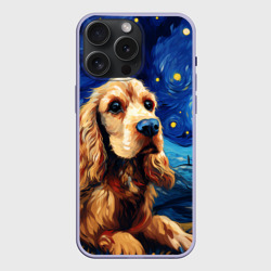 Чехол силиконовый для Apple iPhone 15 Pro Мax матовый Американский кокер-спаниель в стиле Ван Гога