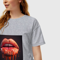 Женская футболка хлопок Oversize Кровавый поцелуй - фото 2