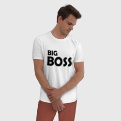 Мужская пижама с белой футболкой хлопок Большой босс - темная - фото 2