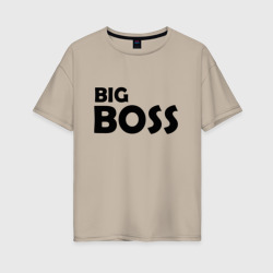 Женская футболка хлопок Oversize Большой босс - темная