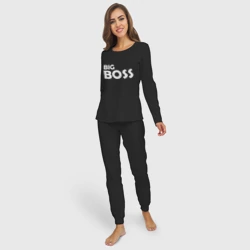 Женская пижама с лонгсливом хлопок Большой босс - светлая - фото 2