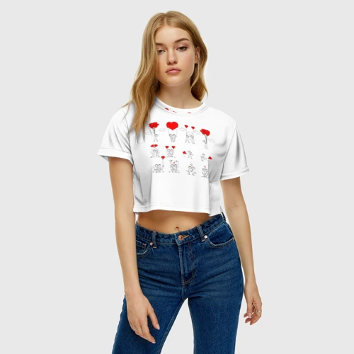 Женская футболка Crop-top 3D Valentain Day