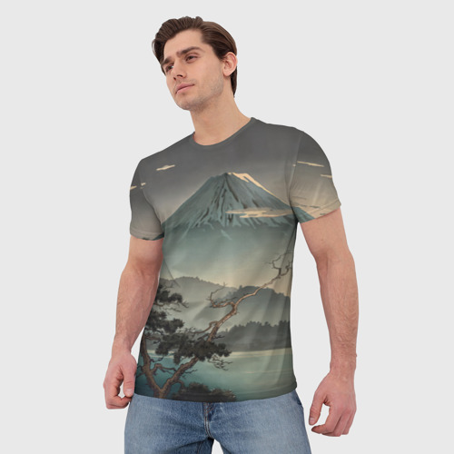 Мужская футболка 3D Великий вулкан Фудзияма, цвет 3D печать - фото 3