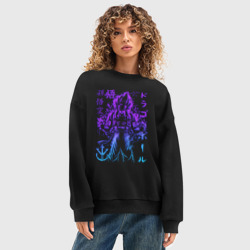 Женский свитшот oversize без начеса хлопок Dragon Ball Гоку неон - фото 2