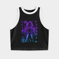 Женская укороченная майка-топ хлопок Dragon Ball Гоку неон