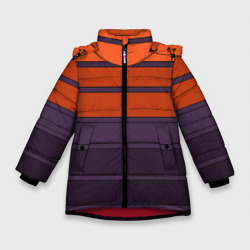 Зимняя куртка для девочек 3D Полосатый фиолетово-оранжевый узор