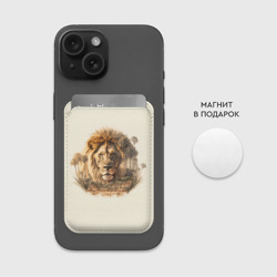 Картхолдер Magsafe магнитный Лев в зарослях саванны - фото 2