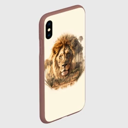 Чехол для iPhone XS Max матовый Лев в зарослях саванны - фото 2