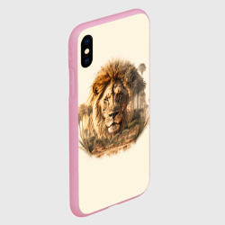 Чехол для iPhone XS Max матовый Лев в зарослях саванны - фото 2