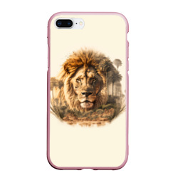 Чехол для iPhone 7Plus/8 Plus матовый Лев в зарослях саванны