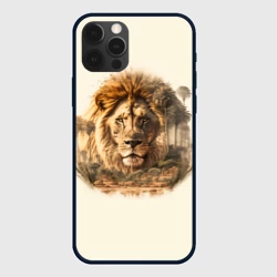 Чехол для iPhone 12 Pro Лев в зарослях саванны