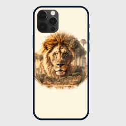 Чехол для iPhone 12 Pro Max Лев в зарослях саванны