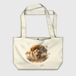 Пляжная сумка 3D Лев в зарослях саванны