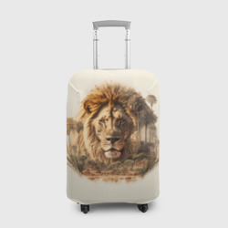 Чехол для чемодана 3D Лев в зарослях саванны