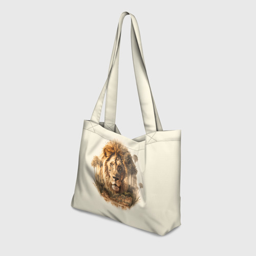 Пляжная сумка 3D Лев в зарослях саванны - фото 3