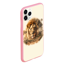 Чехол для iPhone 11 Pro Max матовый Лев в зарослях саванны - фото 2
