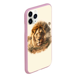 Чехол для iPhone 11 Pro Max матовый Лев в зарослях саванны - фото 2