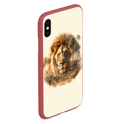 Чехол для iPhone XS Max матовый Лев в зарослях саванны - фото 2