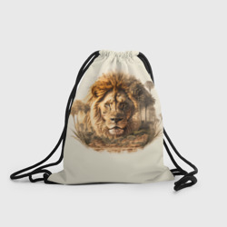 Рюкзак-мешок 3D Лев в зарослях саванны