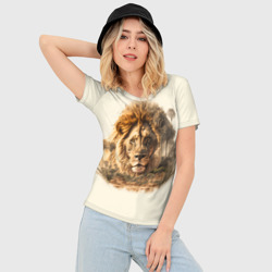 Женская футболка 3D Slim Лев в зарослях саванны - фото 2
