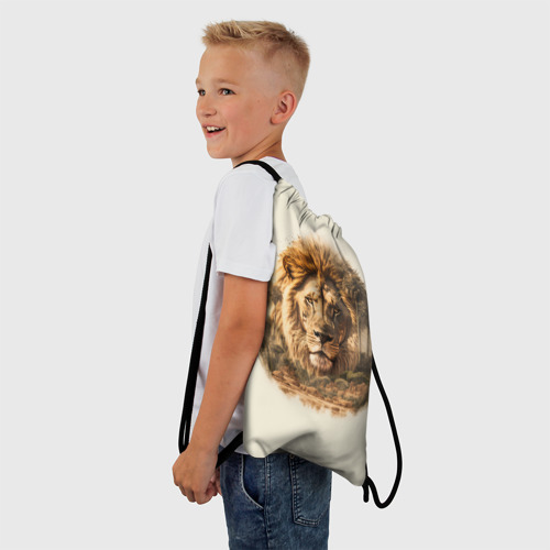 Рюкзак-мешок 3D Лев в зарослях саванны - фото 3