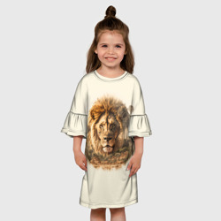 Детское платье 3D Лев в зарослях саванны - фото 2