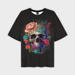 Череп украшенный красивыми цветами – Мужская футболка oversize 3D с принтом купить со скидкой в -50%