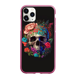 Череп украшенный красивыми цветами – Чехол для iPhone 11 Pro матовый с принтом купить