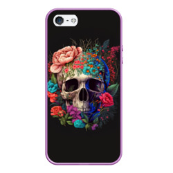 Череп украшенный красивыми цветами – Чехол для iPhone 5/5S матовый с принтом купить