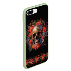 Чехол для iPhone 7Plus/8 Plus матовый Череп украшенный цветами - фото 2