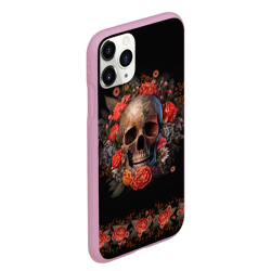 Чехол для iPhone 11 Pro Max матовый Череп украшенный цветами - фото 2