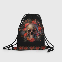 Рюкзак-мешок 3D Череп украшенный цветами