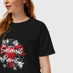 Женская футболка хлопок Oversize Satanic Panic - фото 2